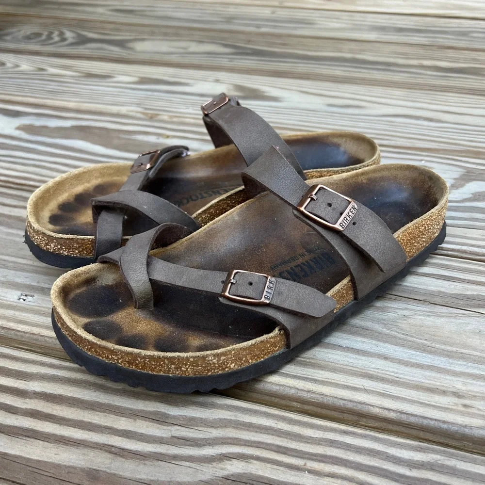 Birkenstock Mayari Mocha Birko-Flor Women's Sandals Size 38 US 7 Mocha Brown - Picture 1 of 9